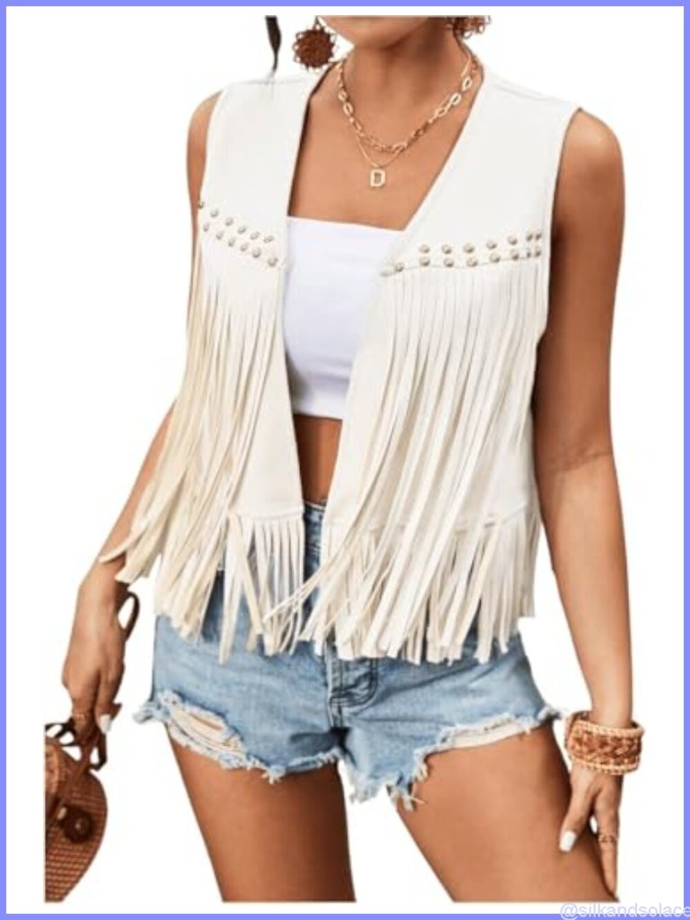 Women's Faux Suede Fringe Vest Sleeveless Open Front W/ Tassels Western Cowgirl
